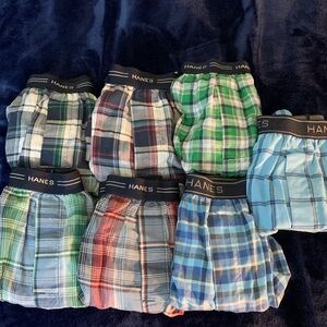 Bundle of 7 Pairs Hanes Plaid Boxers - Mixed Blue, Green, Red